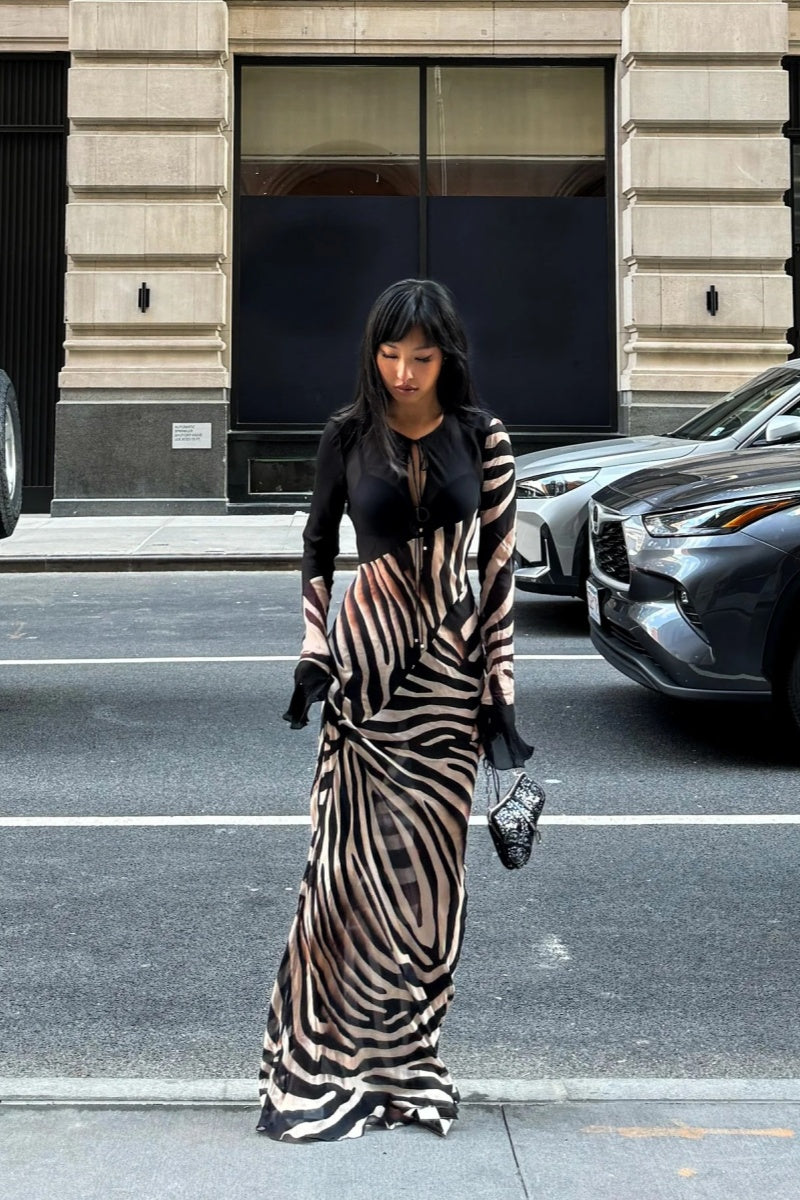 Sexy And Elegant Zebra  Maxi Dress