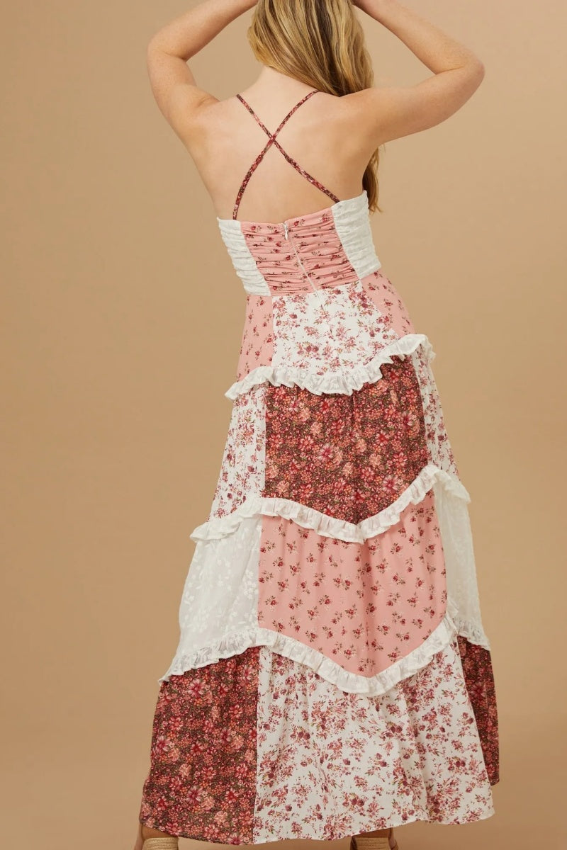 Patchwork Floral Maxi Dress